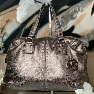 Michael Kors Pebbled Leather Satchel - Pewter
